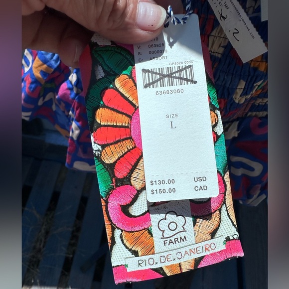 NWT Farm Rio Anthropologie Fantastic Peplum Ruffle Multi Color Top Sz L - Picture 3 of 12